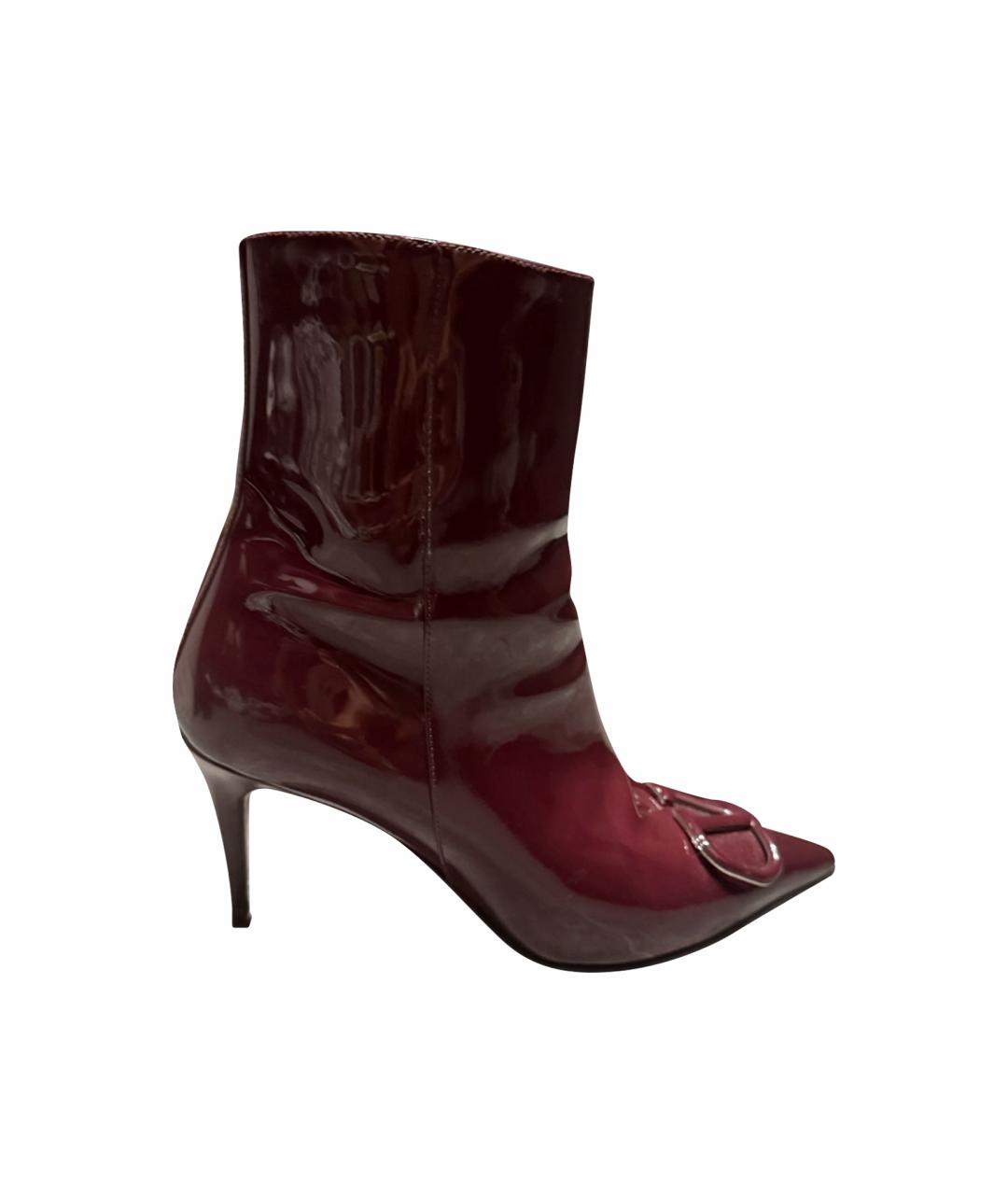 VALENTINO Бордовые ботильоны из лакированной кожи, фото 1