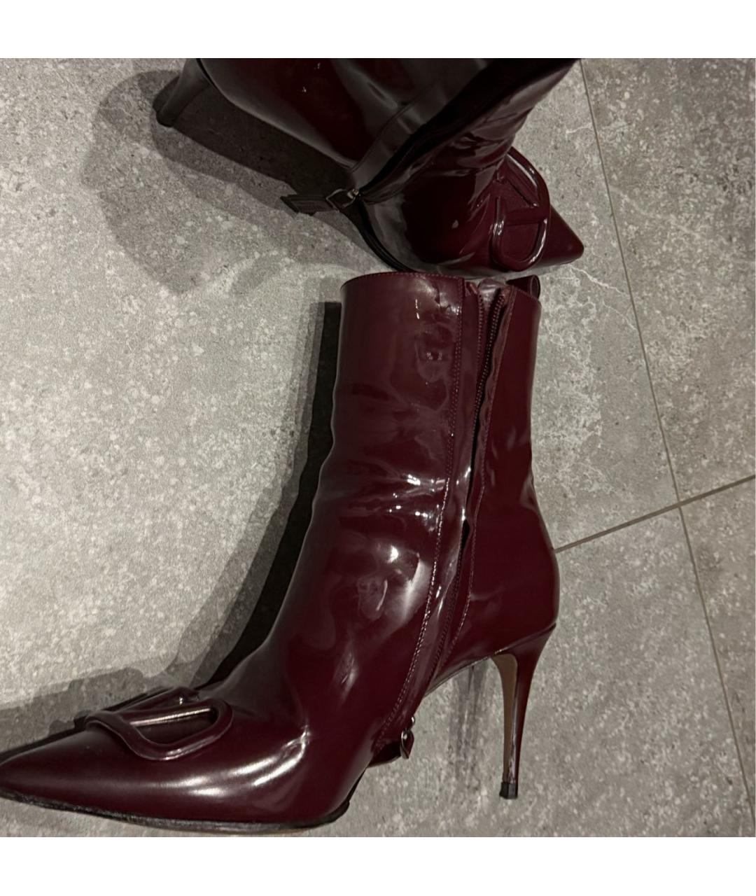 VALENTINO Бордовые ботильоны из лакированной кожи, фото 4