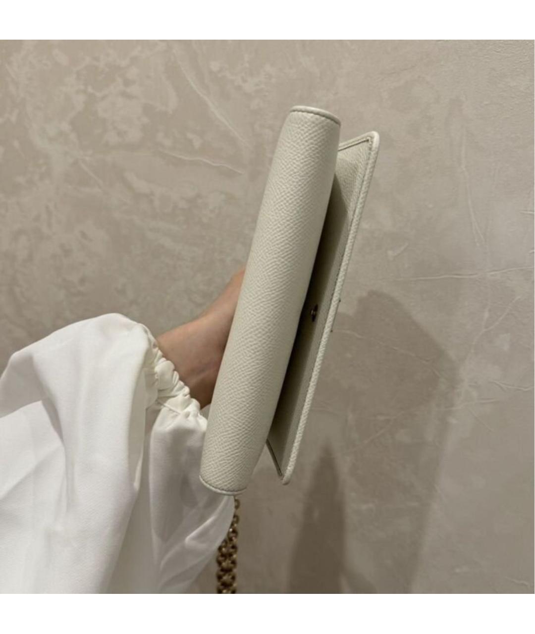 DOLCE&GABBANA Белая кожаная сумка с короткими ручками, фото 5