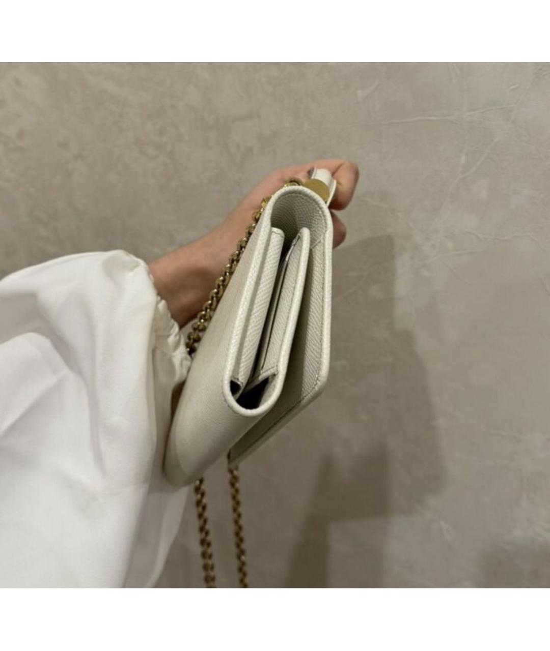 DOLCE&GABBANA Белая кожаная сумка с короткими ручками, фото 6