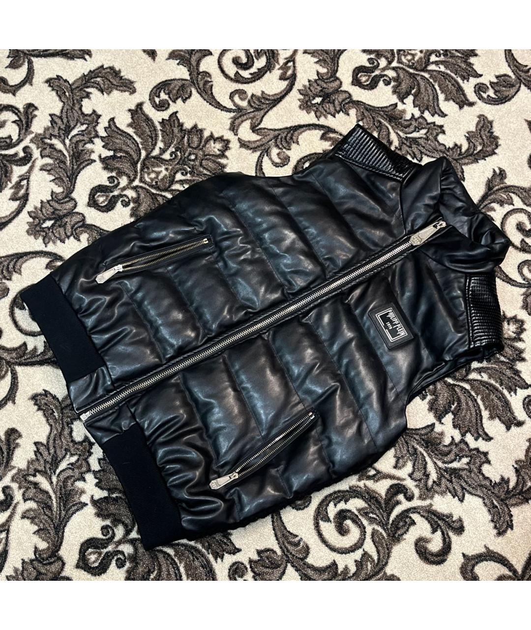 PHILIPP PLEIN Черный кожаный жилет, фото 3