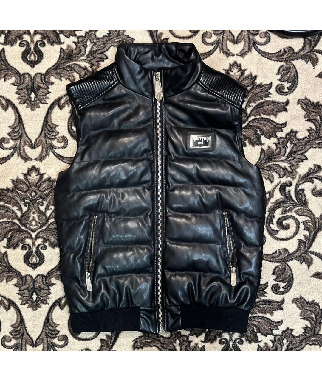 PHILIPP PLEIN Черный кожаный жилет, фото 8