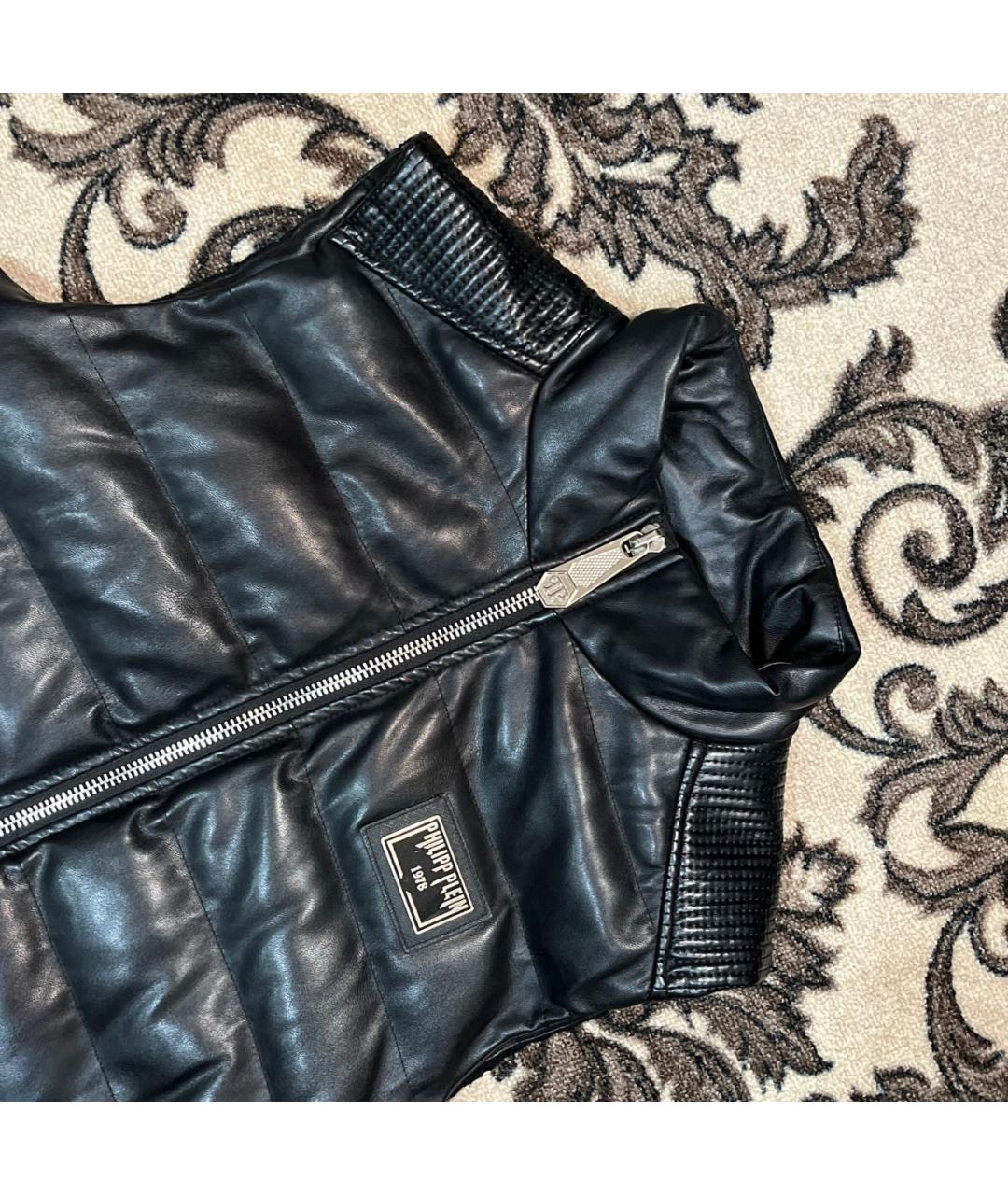 PHILIPP PLEIN Черный кожаный жилет, фото 5