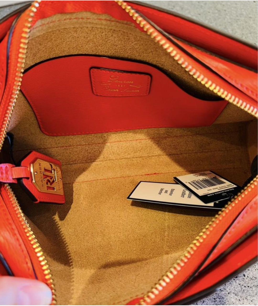 RALPH LAUREN Оранжевая кожаная сумка через плечо, фото 3