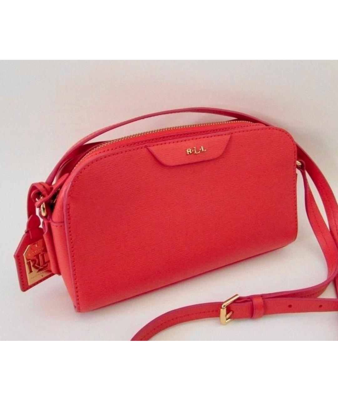 RALPH LAUREN Оранжевая кожаная сумка через плечо, фото 4