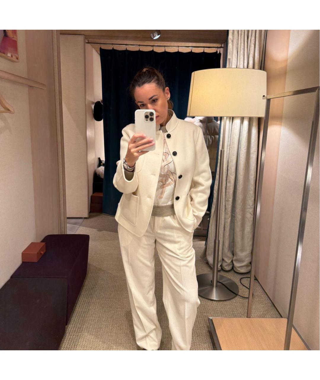 LORO PIANA Белый кашемировый жакет/пиджак, фото 5