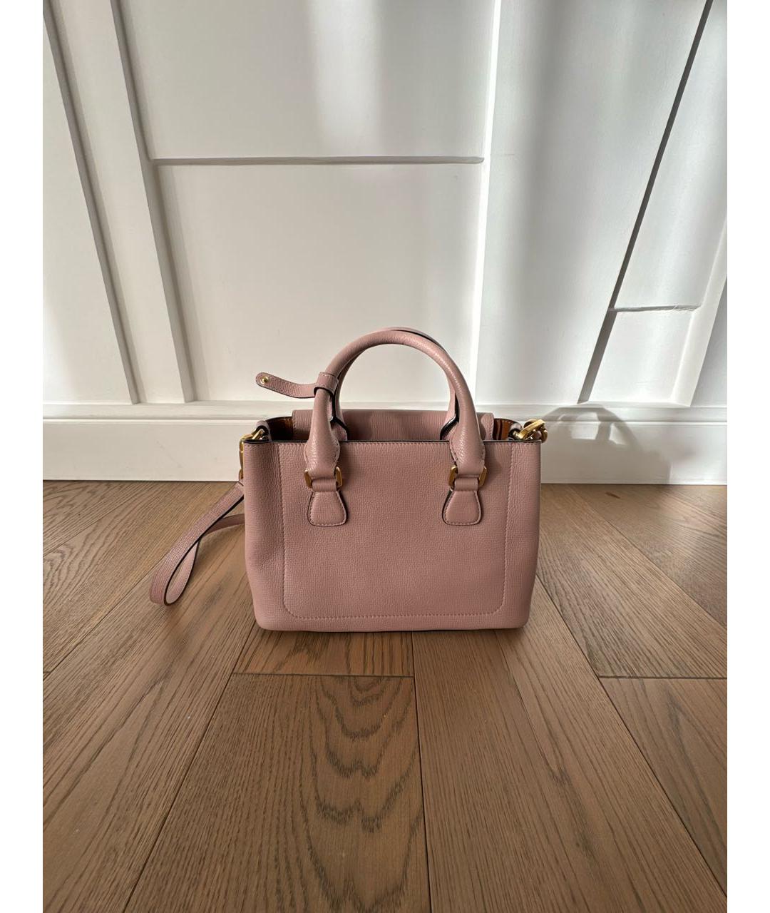 BURBERRY Розовая кожаная сумка с короткими ручками, фото 2