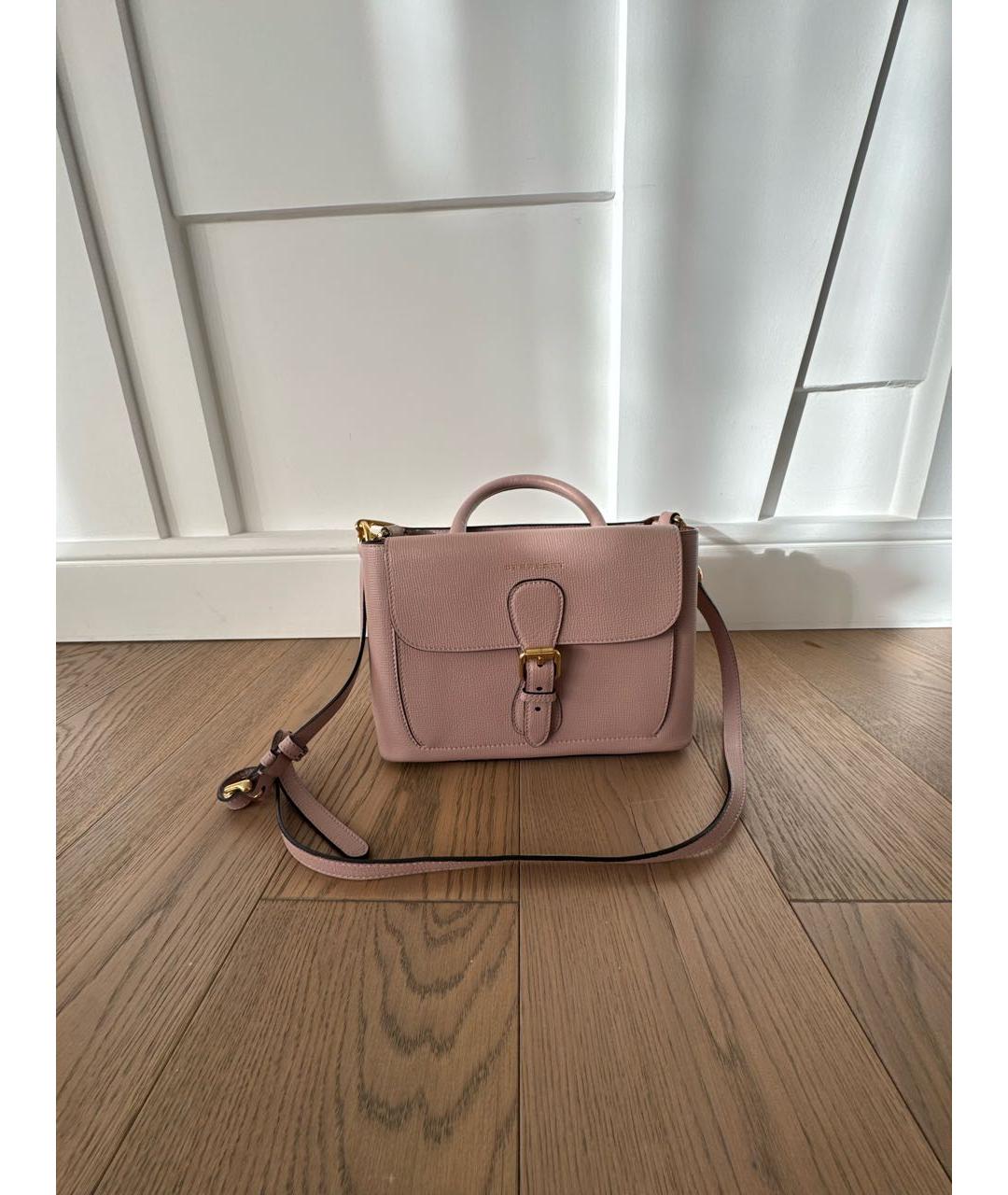 BURBERRY Розовая кожаная сумка с короткими ручками, фото 6