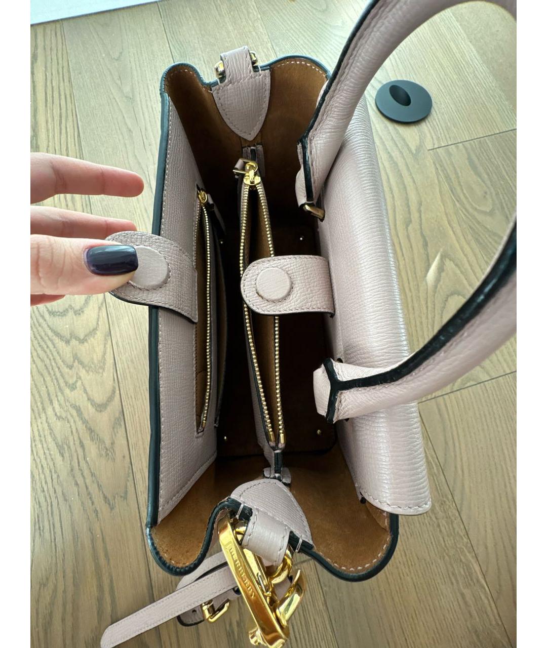 BURBERRY Розовая кожаная сумка с короткими ручками, фото 4