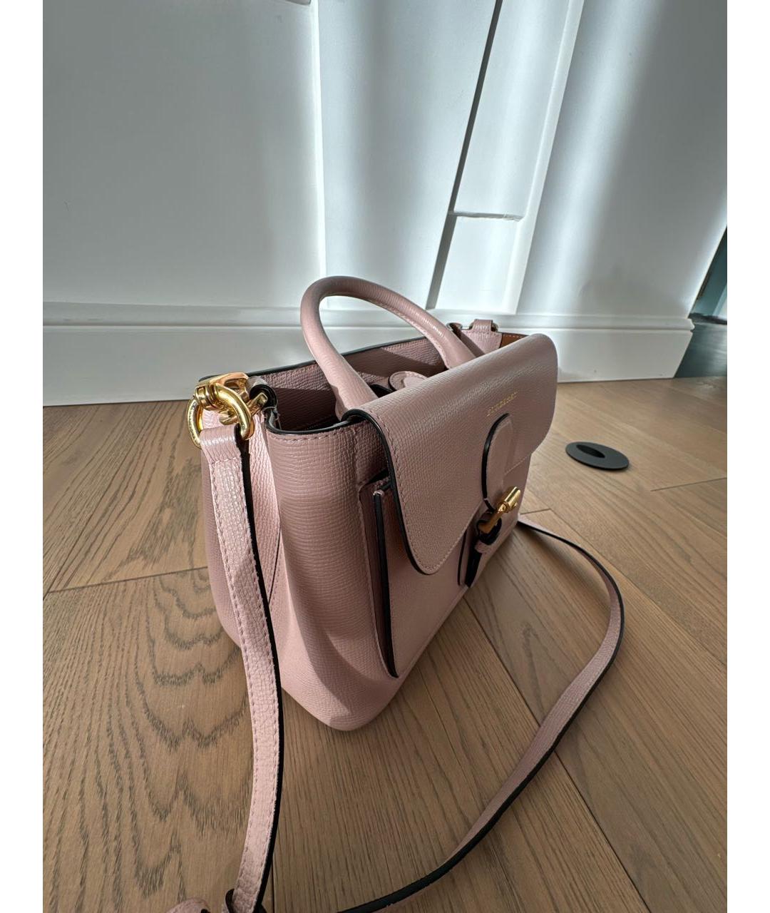 BURBERRY Розовая кожаная сумка с короткими ручками, фото 3