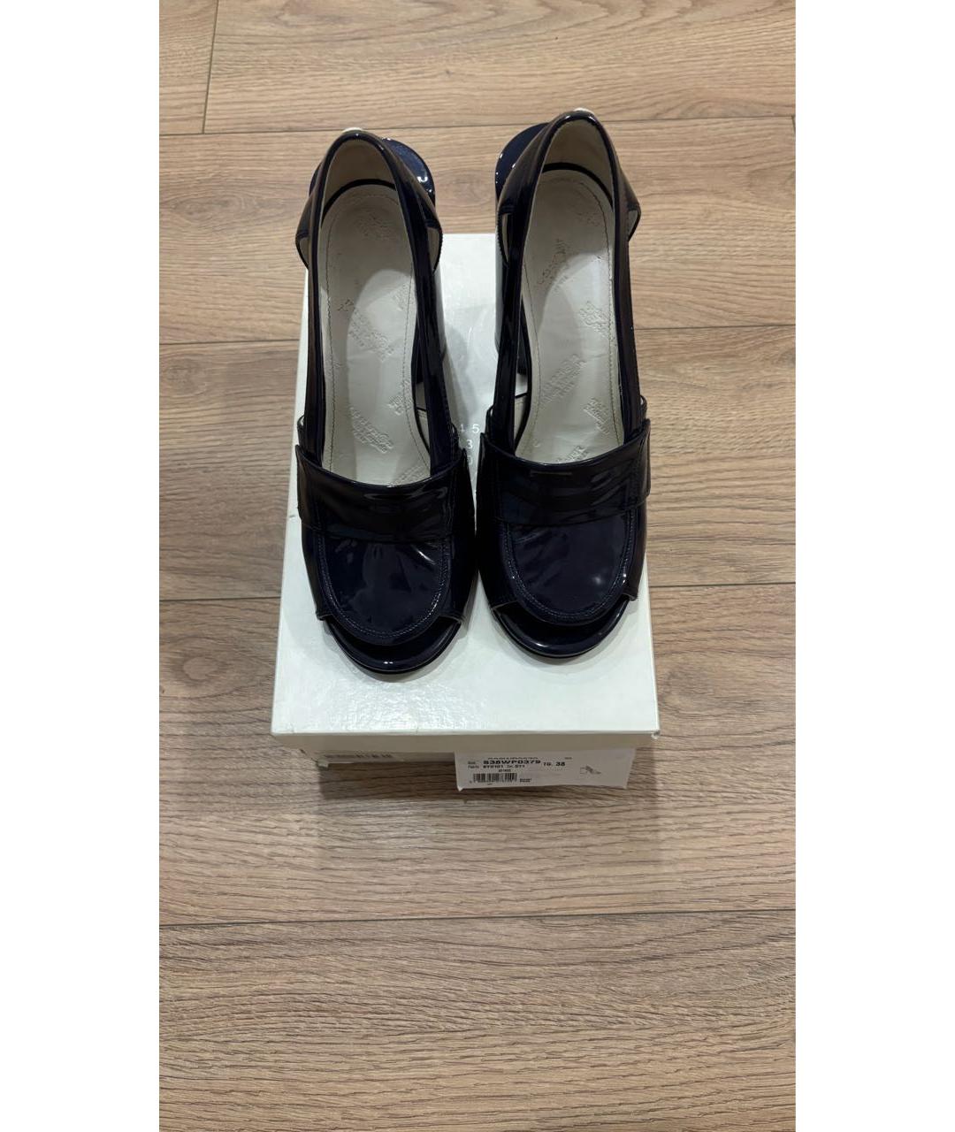 MAISON MARGIELA Темно-синие босоножки из лакированной кожи, фото 3