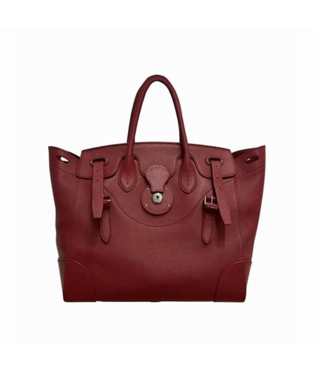 RALPH LAUREN Бордовая кожаная сумка с короткими ручками, фото 1