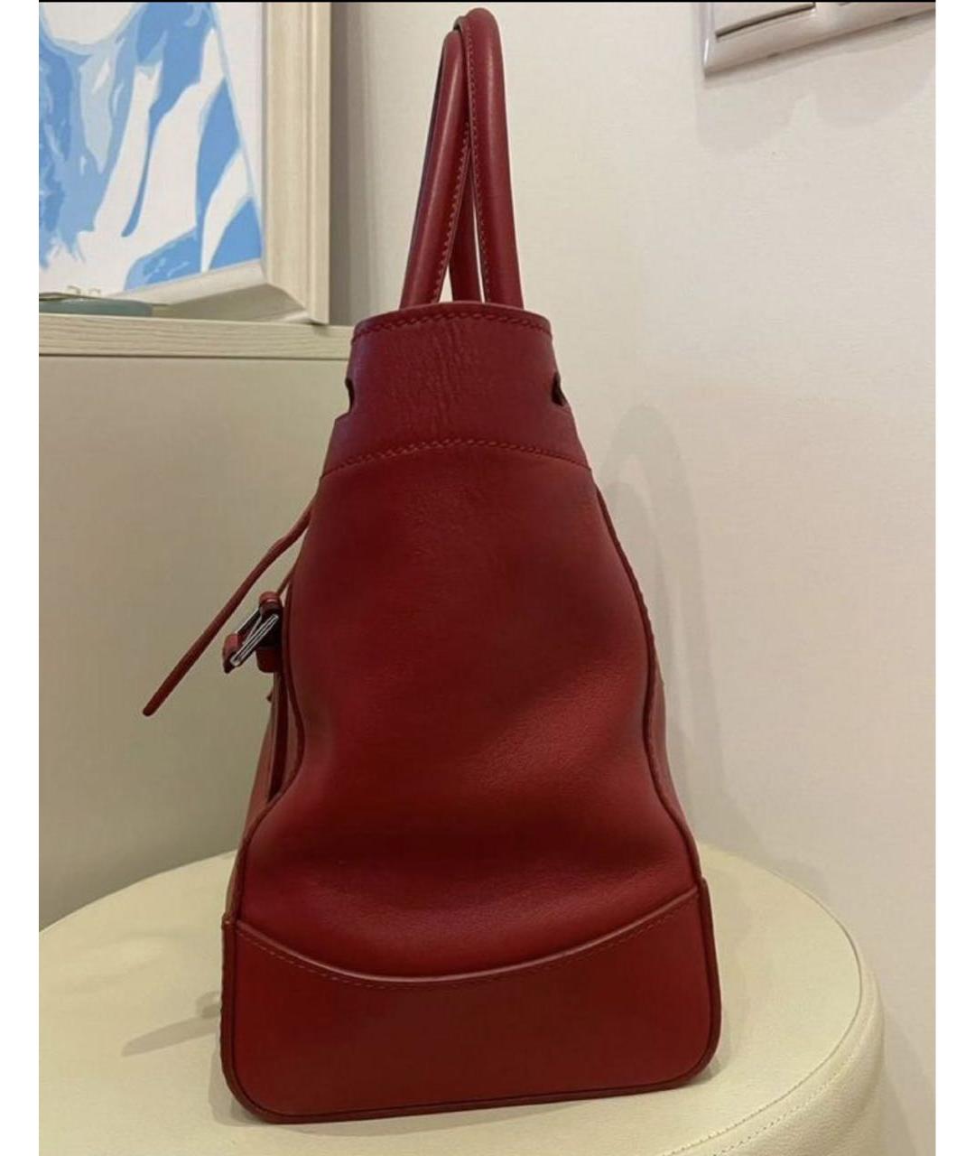 RALPH LAUREN Бордовая кожаная сумка с короткими ручками, фото 8