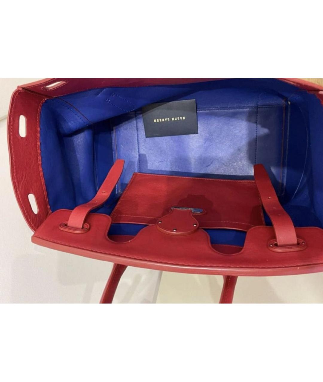 RALPH LAUREN Бордовая кожаная сумка с короткими ручками, фото 4