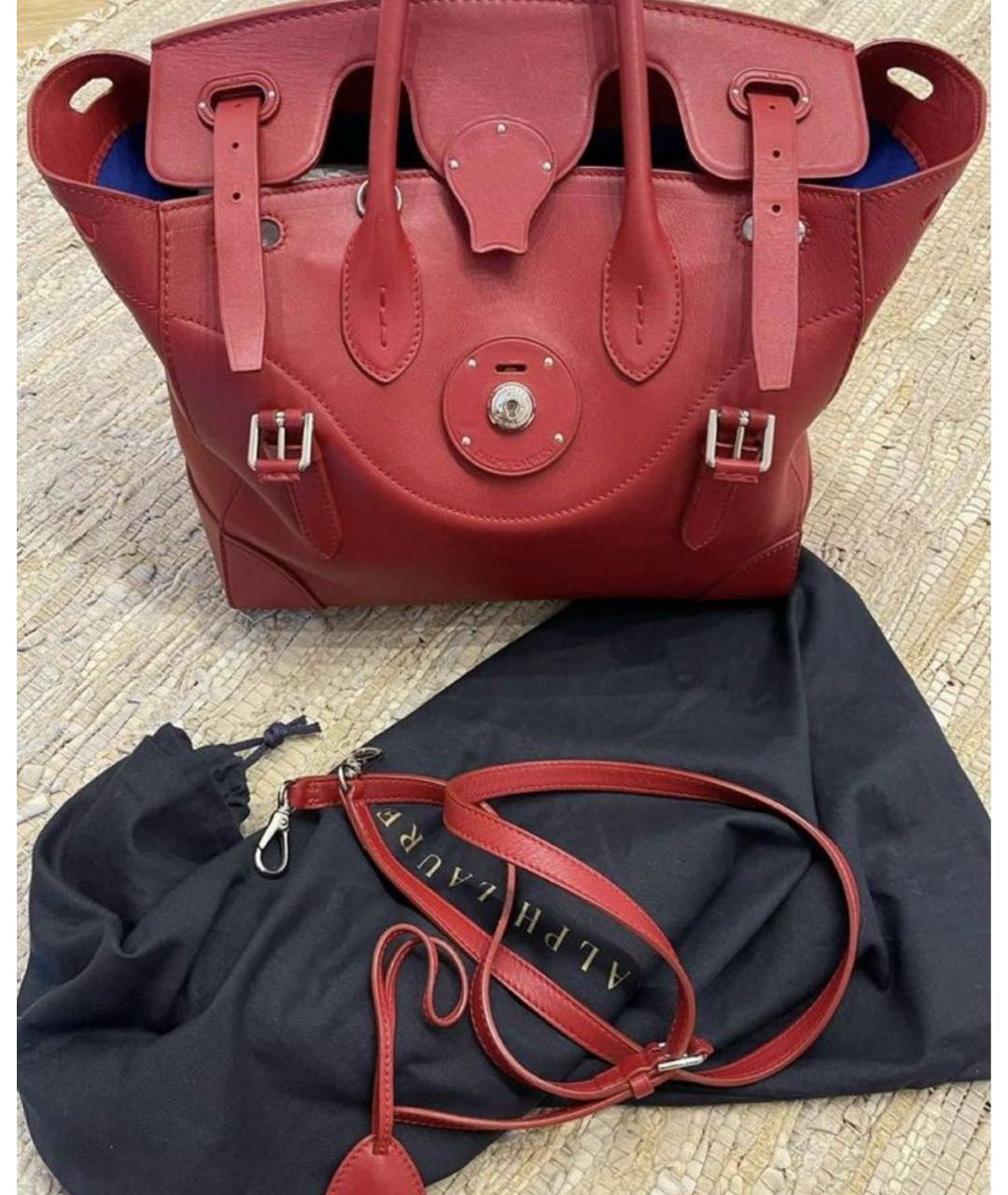 RALPH LAUREN Бордовая кожаная сумка с короткими ручками, фото 3