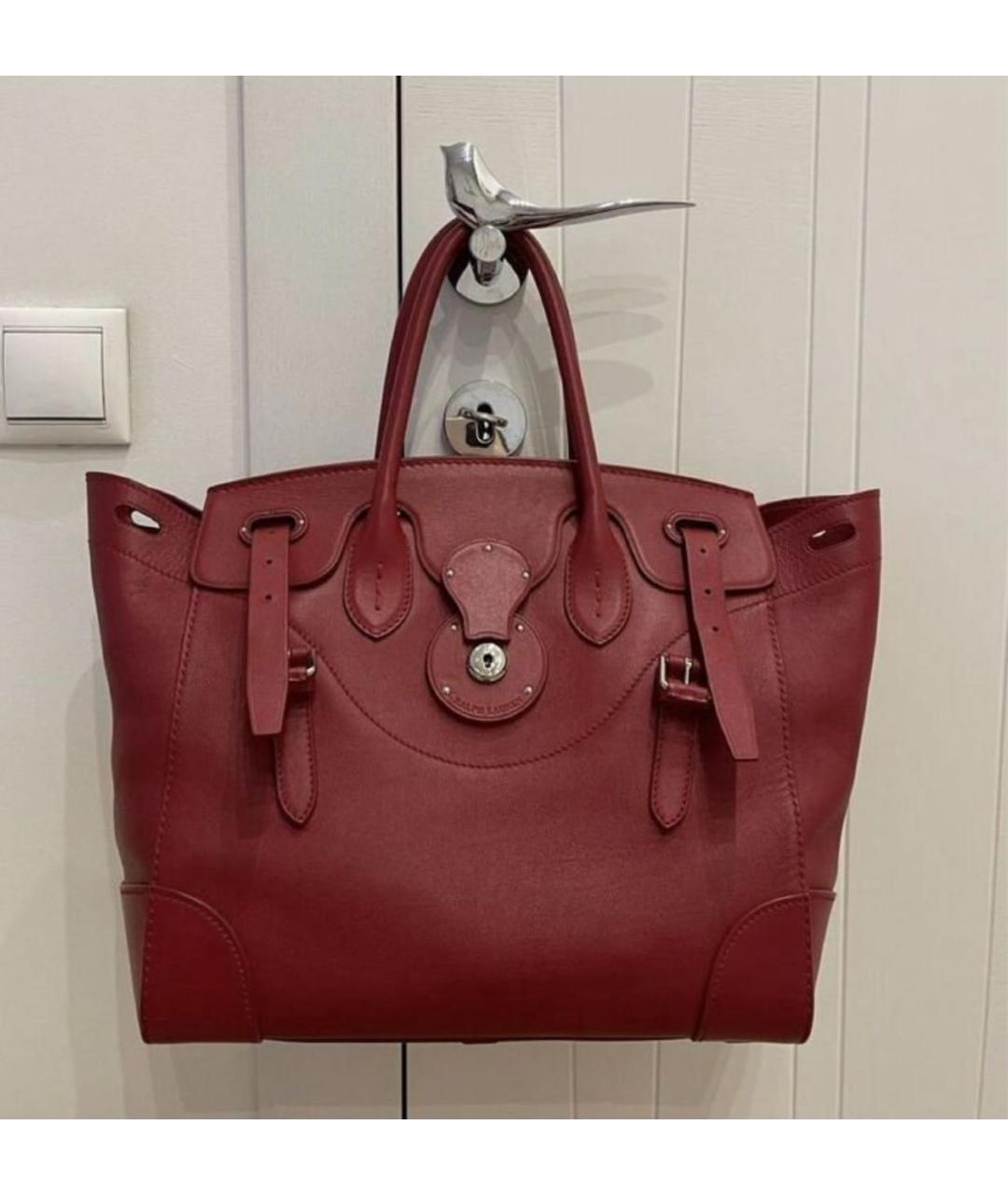 RALPH LAUREN Бордовая кожаная сумка с короткими ручками, фото 2