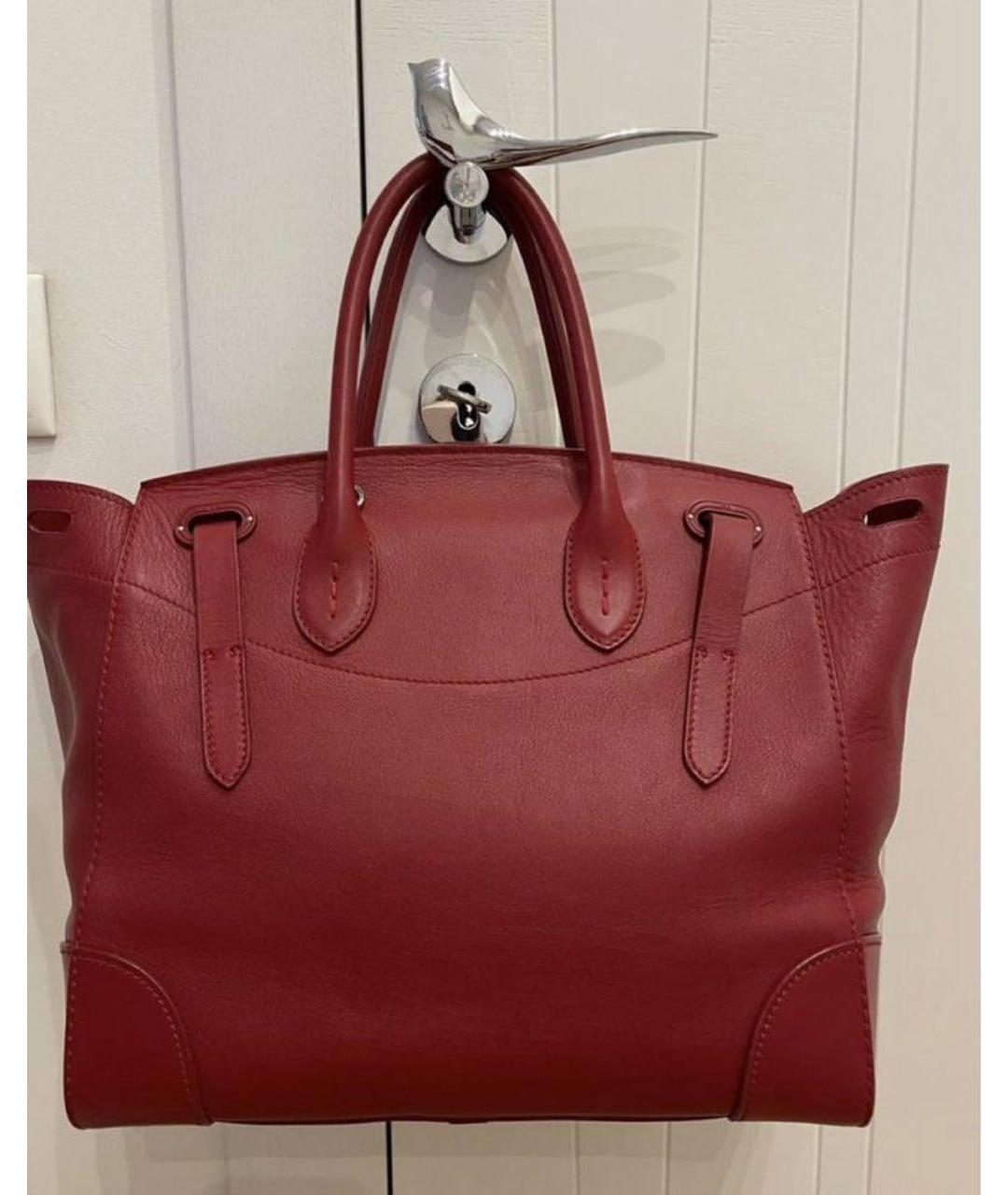 RALPH LAUREN Бордовая кожаная сумка с короткими ручками, фото 7