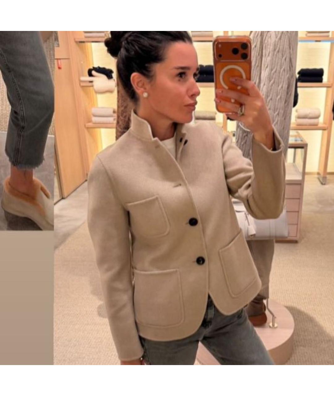 LORO PIANA Бежевый кашемировый жакет/пиджак, фото 5