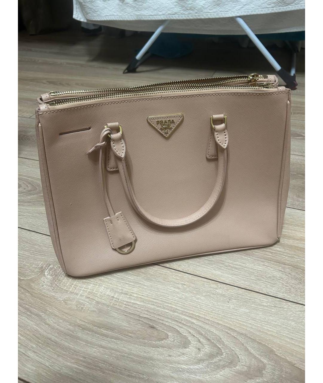 PRADA Бежевая кожаная сумка с короткими ручками, фото 4