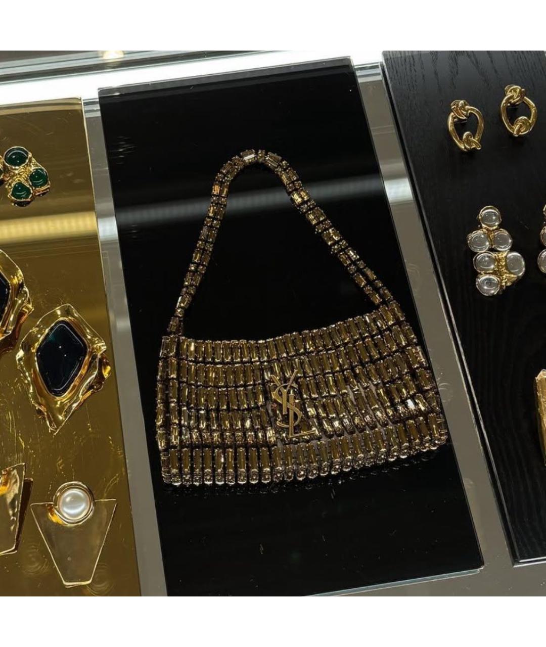 SAINT LAURENT Золотая сумка с короткими ручками, фото 2