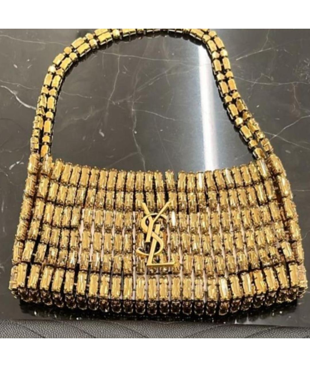 SAINT LAURENT Золотая сумка с короткими ручками, фото 4