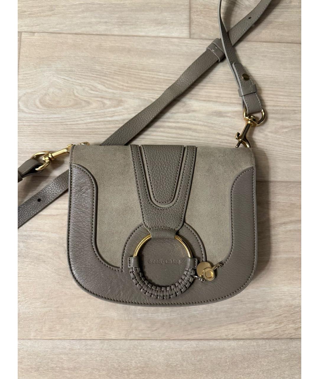 SEE BY CHLOE Серая кожаная сумка через плечо, фото 5