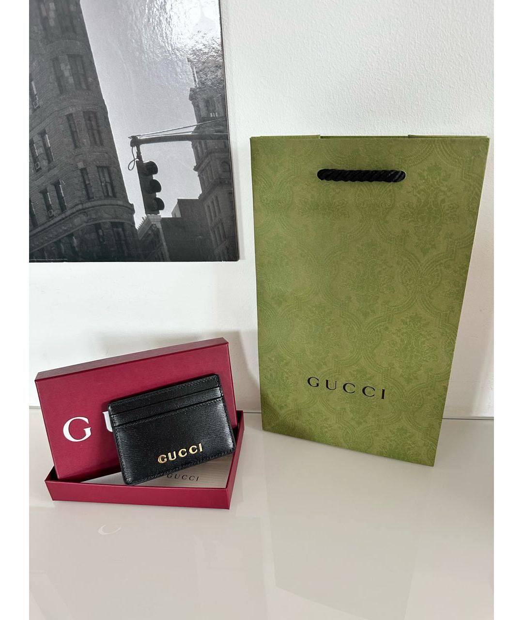 GUCCI Черный кожаный кардхолдер, фото 5