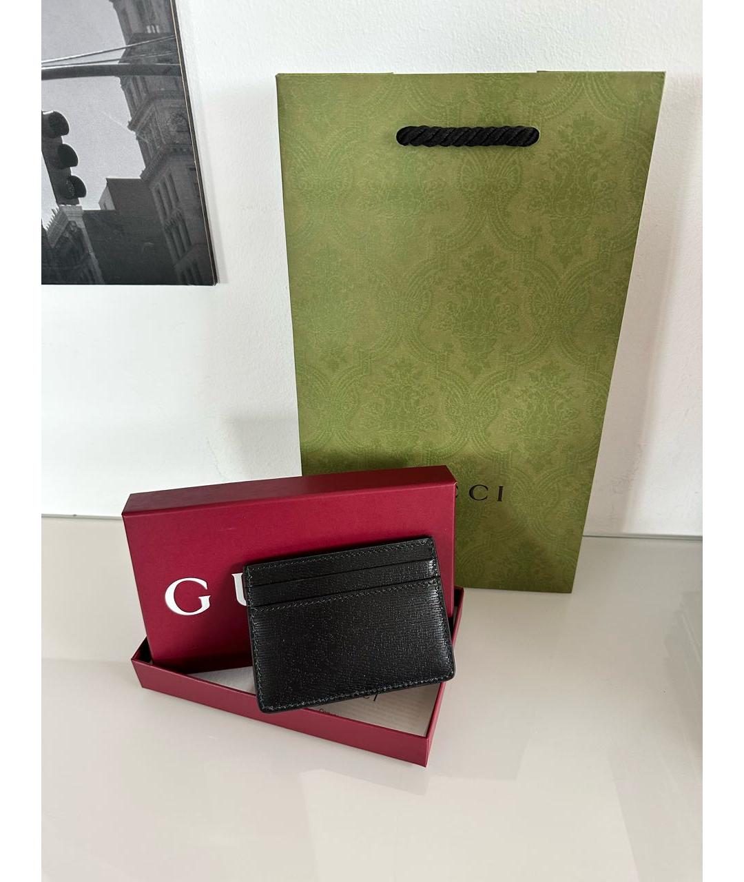 GUCCI Черный кожаный кардхолдер, фото 3