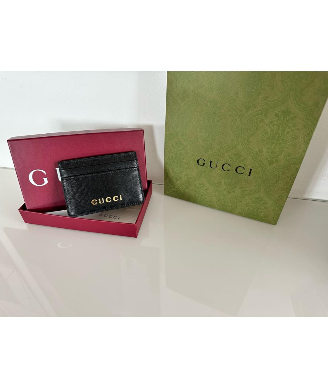GUCCI Черный кожаный кардхолдер, фото 2