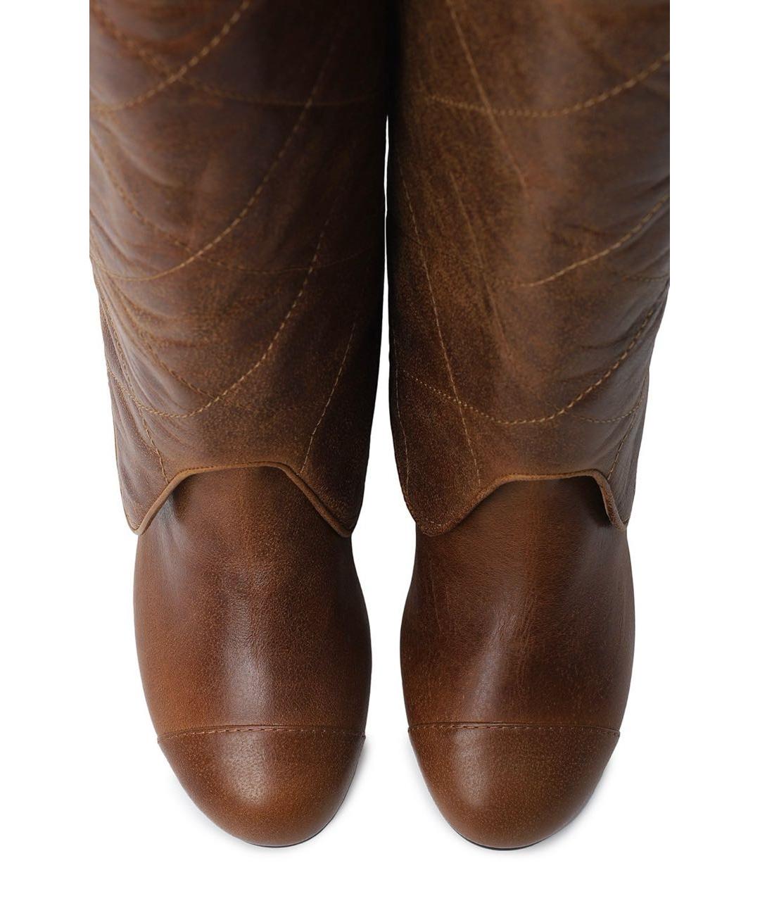 CHANEL Коричневые кожаные сапоги, фото 3