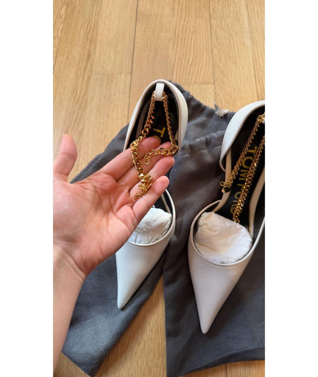 TOM FORD Белые кожаные туфли, фото 6