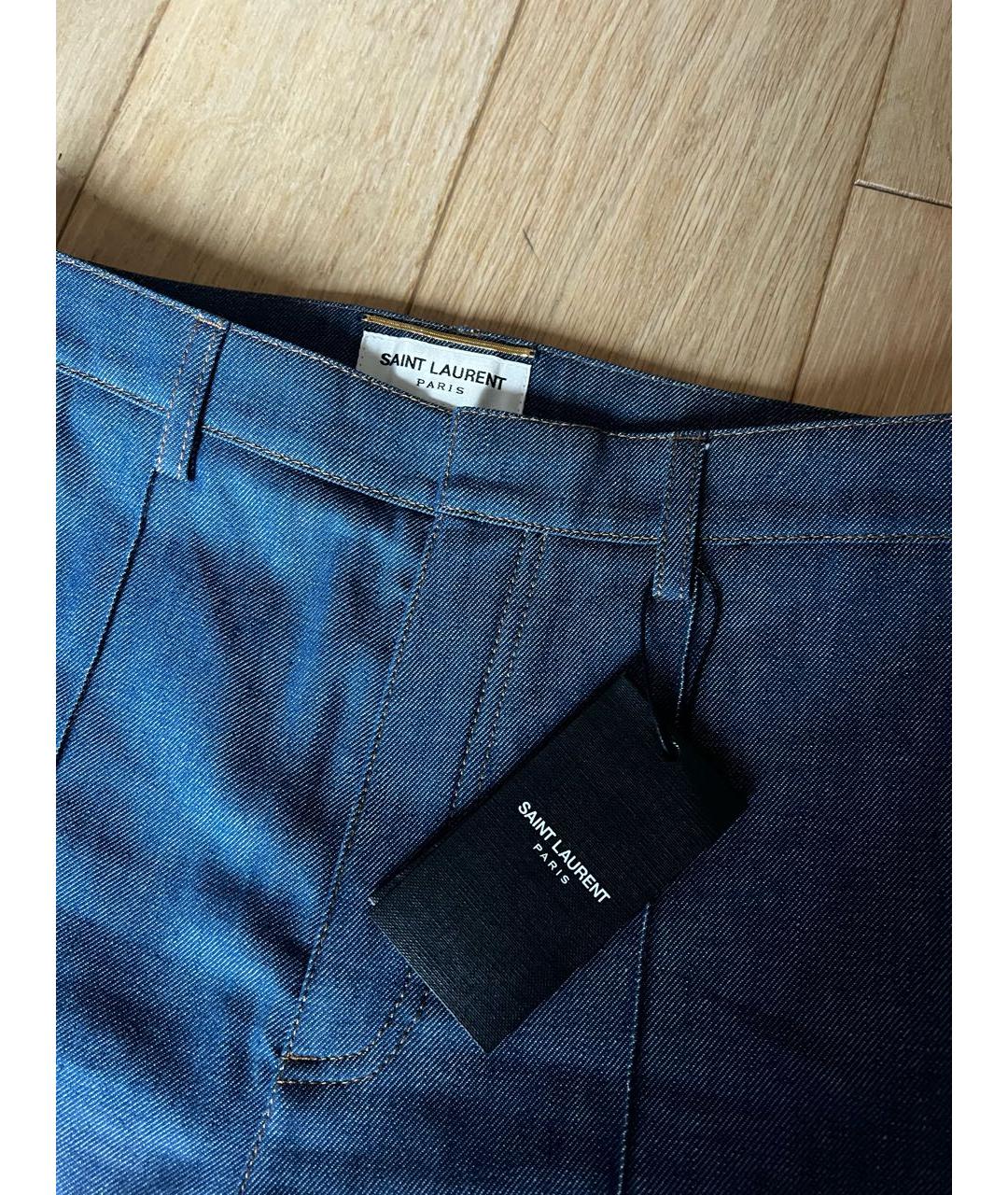 SAINT LAURENT Синие хлопковые джинсы клеш, фото 5