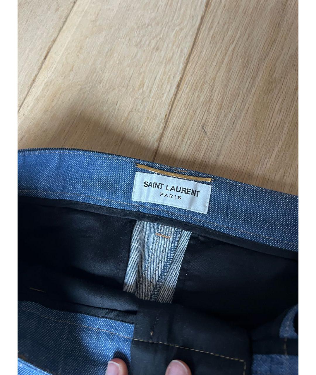 SAINT LAURENT Синие хлопковые джинсы клеш, фото 3