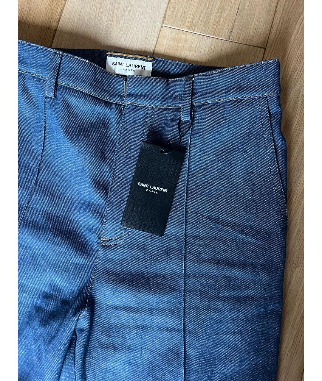 SAINT LAURENT Синие хлопковые джинсы клеш, фото 4