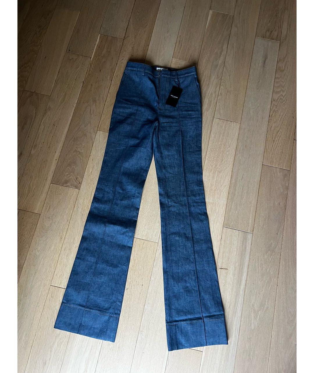 SAINT LAURENT Синие хлопковые джинсы клеш, фото 6