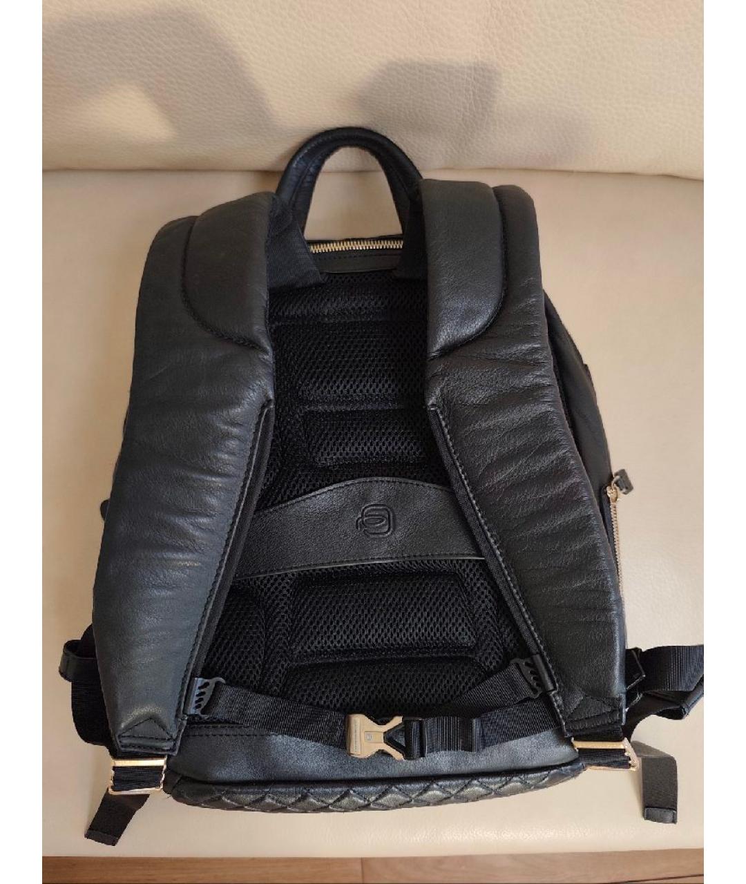 PIQUADRO Черный кожаный рюкзак, фото 3