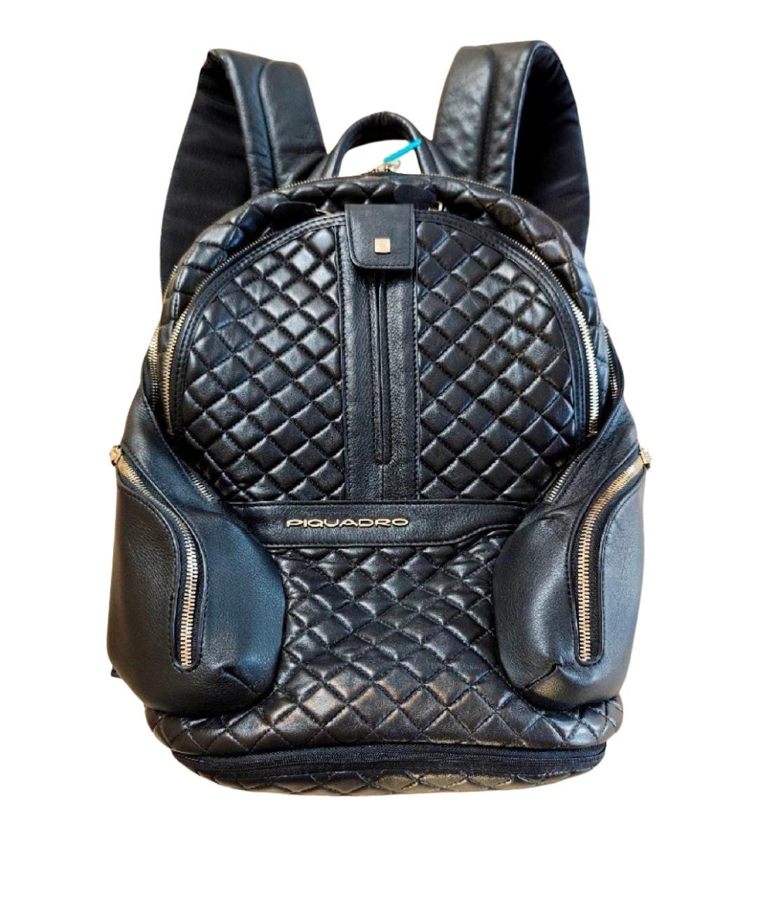 PIQUADRO Черный кожаный рюкзак, фото 1