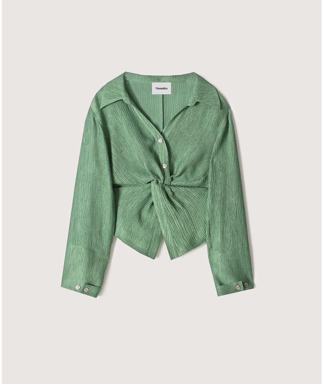 NANUSHKA Зеленая вискозная блузы, фото 7
