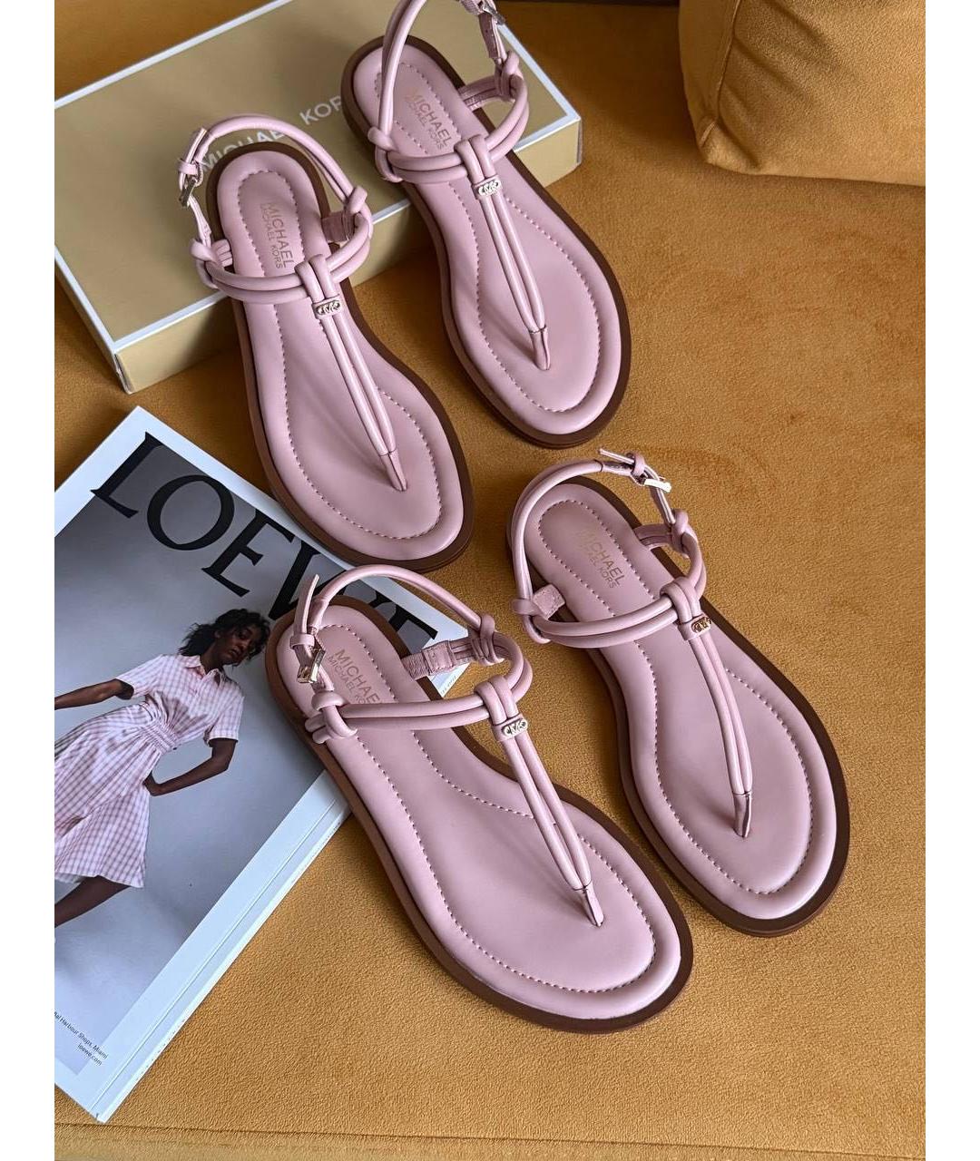 MICHAEL KORS Розовые кожаные сандалии, фото 7