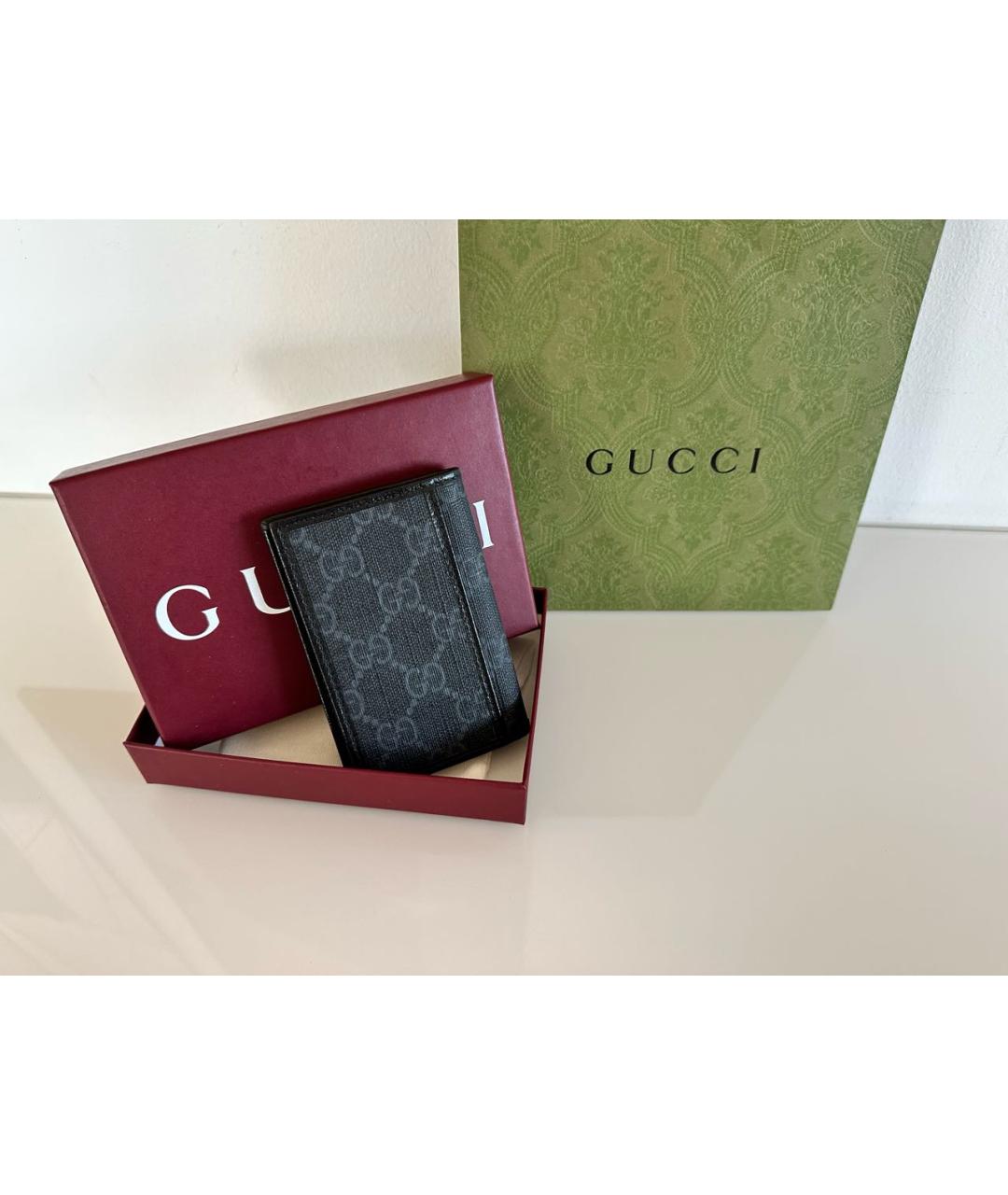 GUCCI Антрацитовый кожаный кардхолдер, фото 5