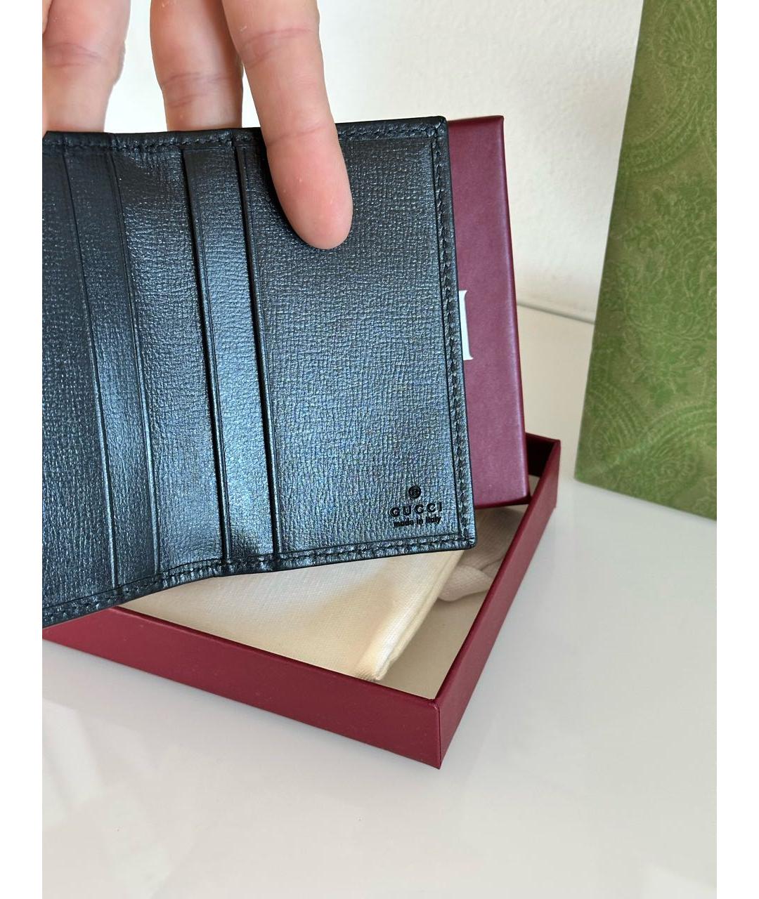 GUCCI Антрацитовый кожаный кардхолдер, фото 6