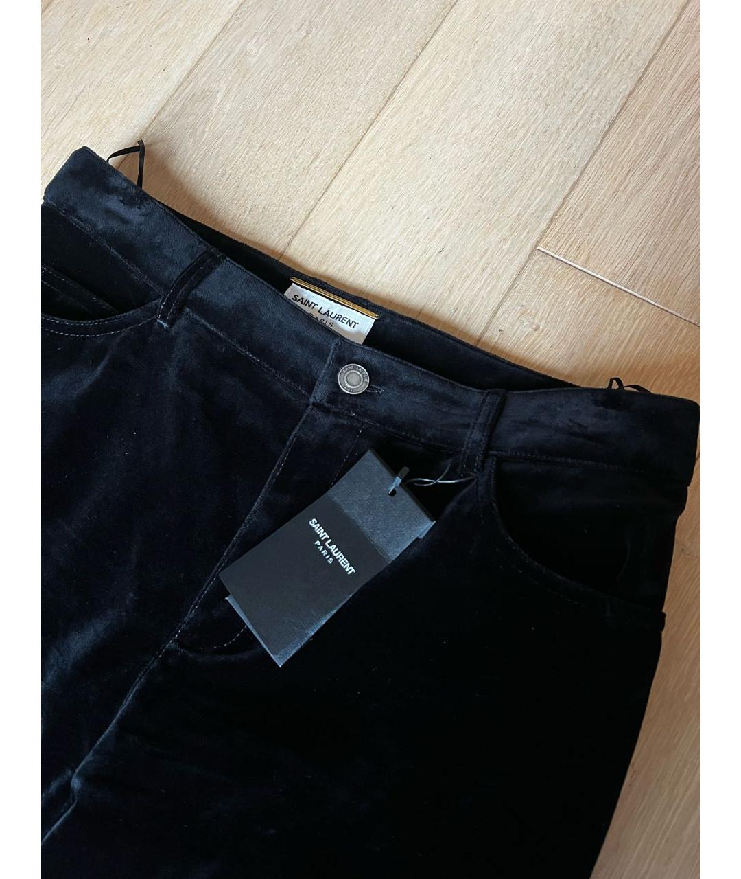 SAINT LAURENT Черные хлопковые прямые джинсы, фото 4