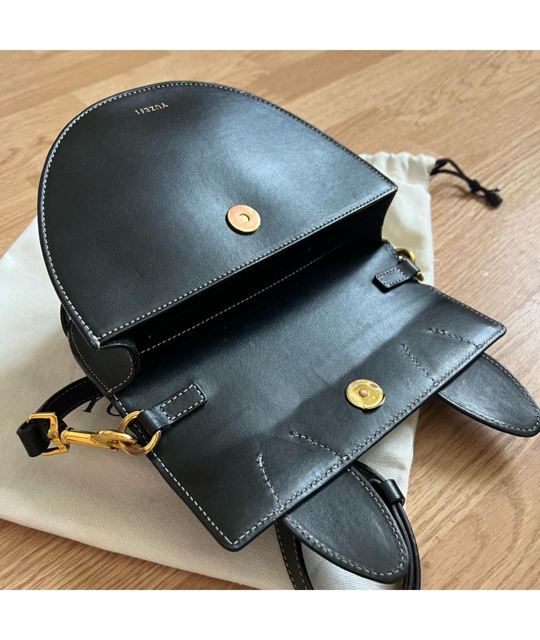 YUZEFI Черная кожаная сумка с короткими ручками, фото 4