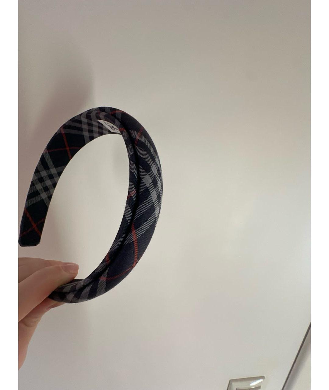 BURBERRY Темно-синяя хлопковая повязка на голову, фото 3