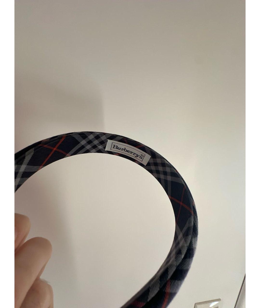 BURBERRY Темно-синяя хлопковая повязка на голову, фото 2