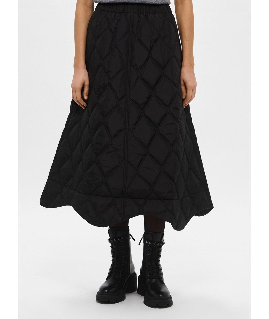 GANNI Черная полиэстеровая юбка миди, фото 2