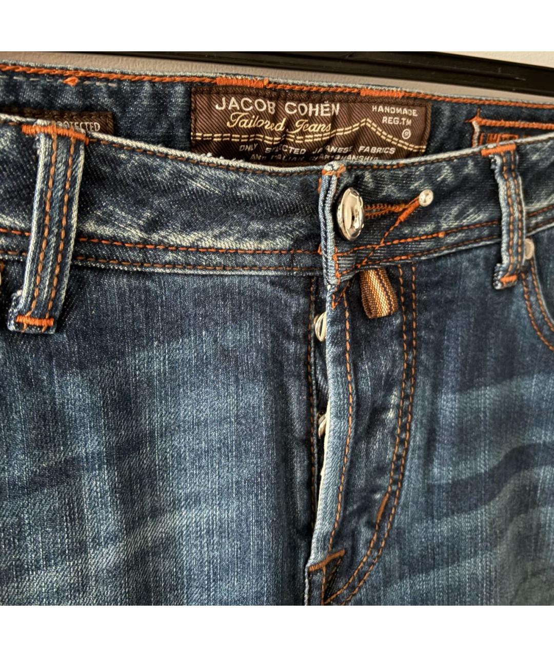 JACOB COHEN Темно-синие хлопковые прямые джинсы, фото 4
