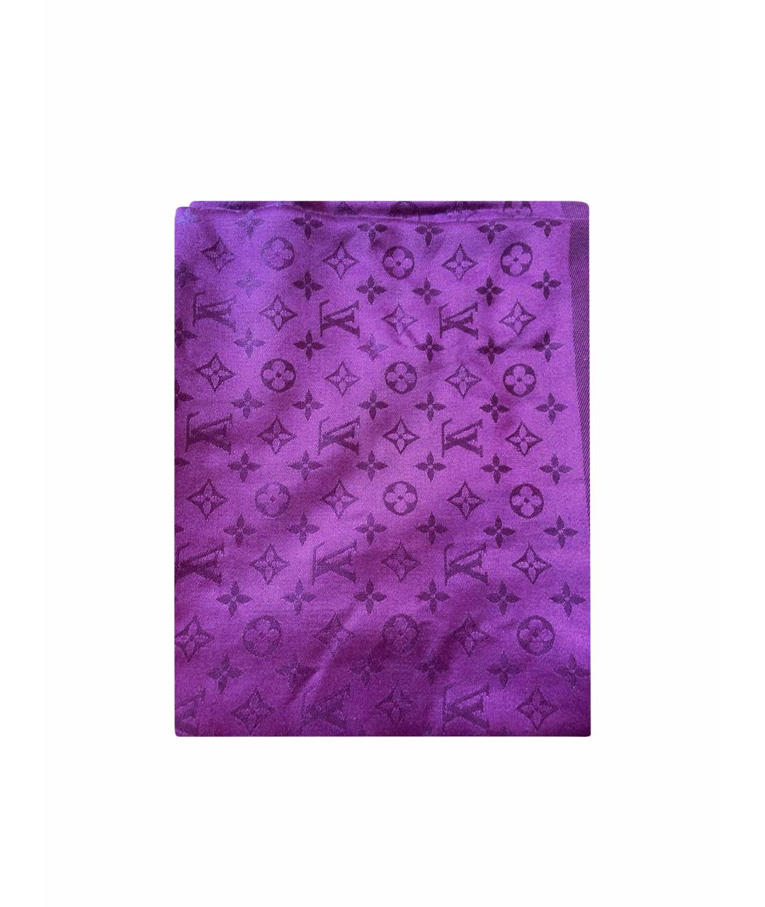 LOUIS VUITTON Фиолетовый шелковый платок, фото 1