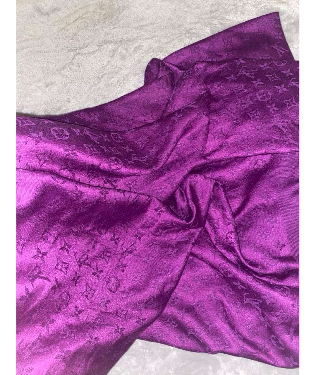 LOUIS VUITTON Фиолетовый шелковый платок, фото 2