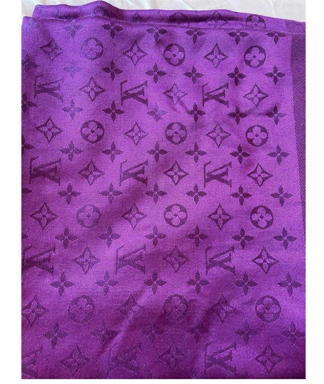 LOUIS VUITTON Фиолетовый шелковый платок, фото 3